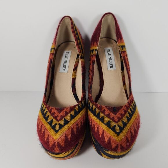 Steve Madden Pammyy M Wedge Aztec Multi Color Womens Size 7.5M - Picture 2 of 10
